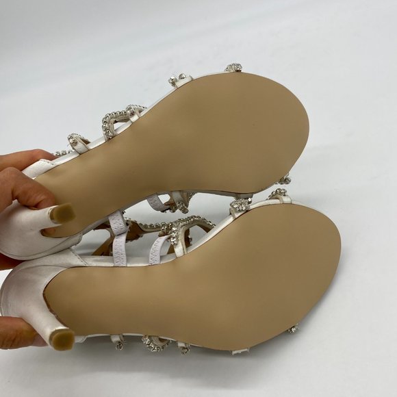 XYD White Bridal Strappy Peep Toe Sandals - Picture 9 of 10